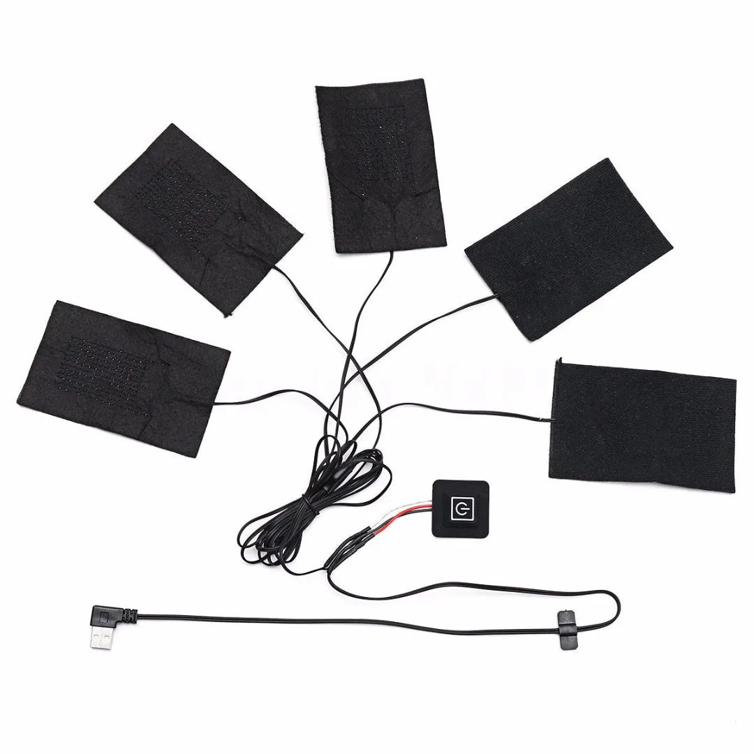 1 Set Black Electric Heating Pad Thermal Clothes Heated Jacket Mobile Warming Gear