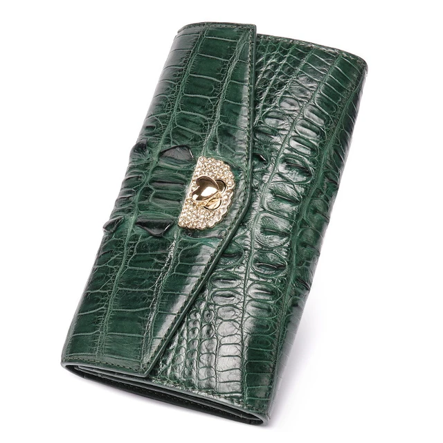 100 genuine alligator skin leather women wallet crocodile leather skin