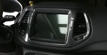 

for Jeep Compass 2017 2018 ABS Carbon fibre Car navigation panel cover trim sticker Accessories car styling 1pcs
