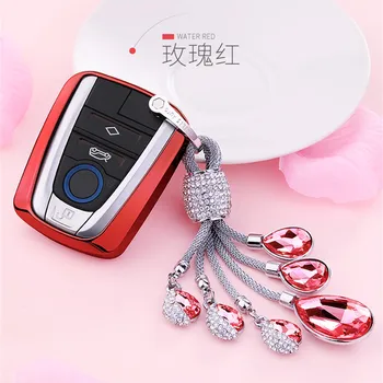 

New Soft TPU Car Key Case Cover for BMW I3 I8 Series Car Styling Protection Key Shell Crystal Keychain Ring Accessories