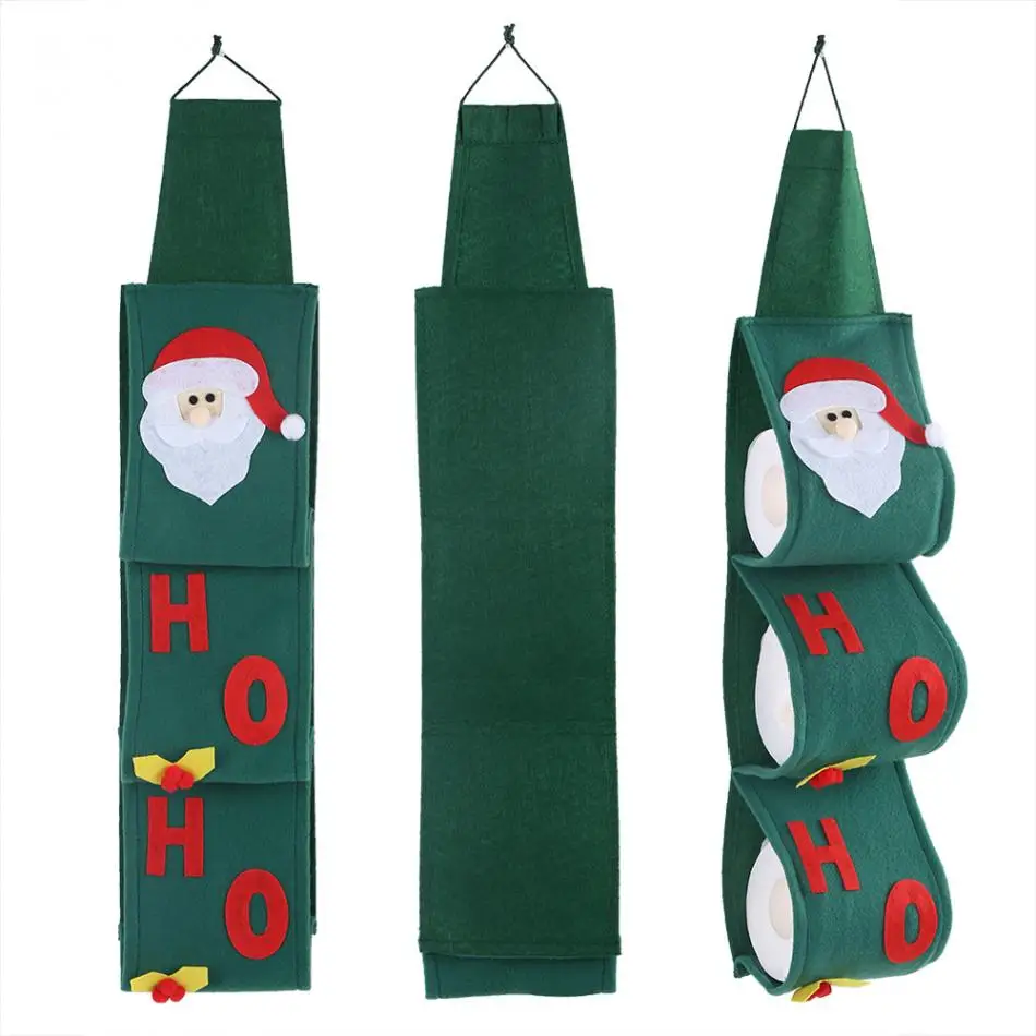 

Cute Santa Claus Towel Sets Covers Christmas Holiday Party Toilet Paper Bags Holders Bathroom Papers Bag Pouch Xmas Home Decor