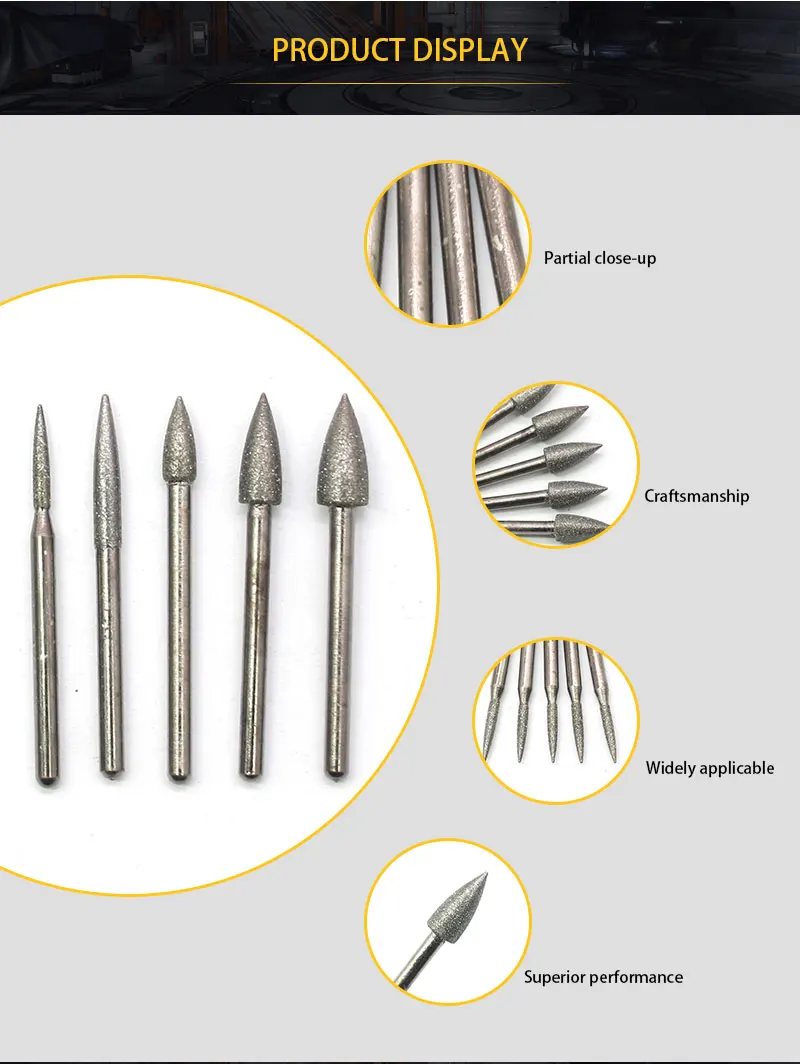 5 шт. алмазные шлифовальные точечный камень/нефрит/для полировки стекла заусенцев 3 мм х 2/3/4/5/6 мм Grit 120 # металлический алмазный пилинг биты