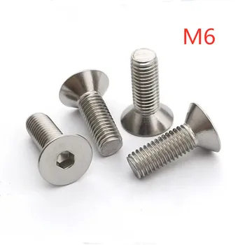 

100pcs/lot M6*8/10/12/16/20/25/30/35/40/45/50/55/60/70/80 DIN7991 Stainless steel hex socket flat head screw