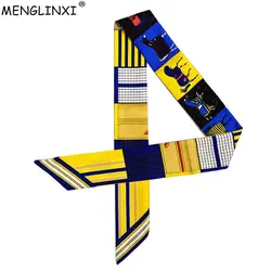 2018 новые узкие бренд шарф шелковый шарф для Для женщин Париж с принтом лошади длинный мешок шарф ручкой ленты Платки палантины