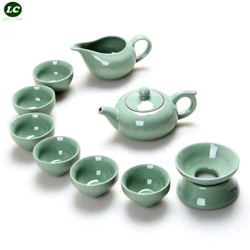 

Coffee / Tea Sets 10pcs Tea set pottery and porcelain cup teapot a complete set of blue and white porcelain bowl