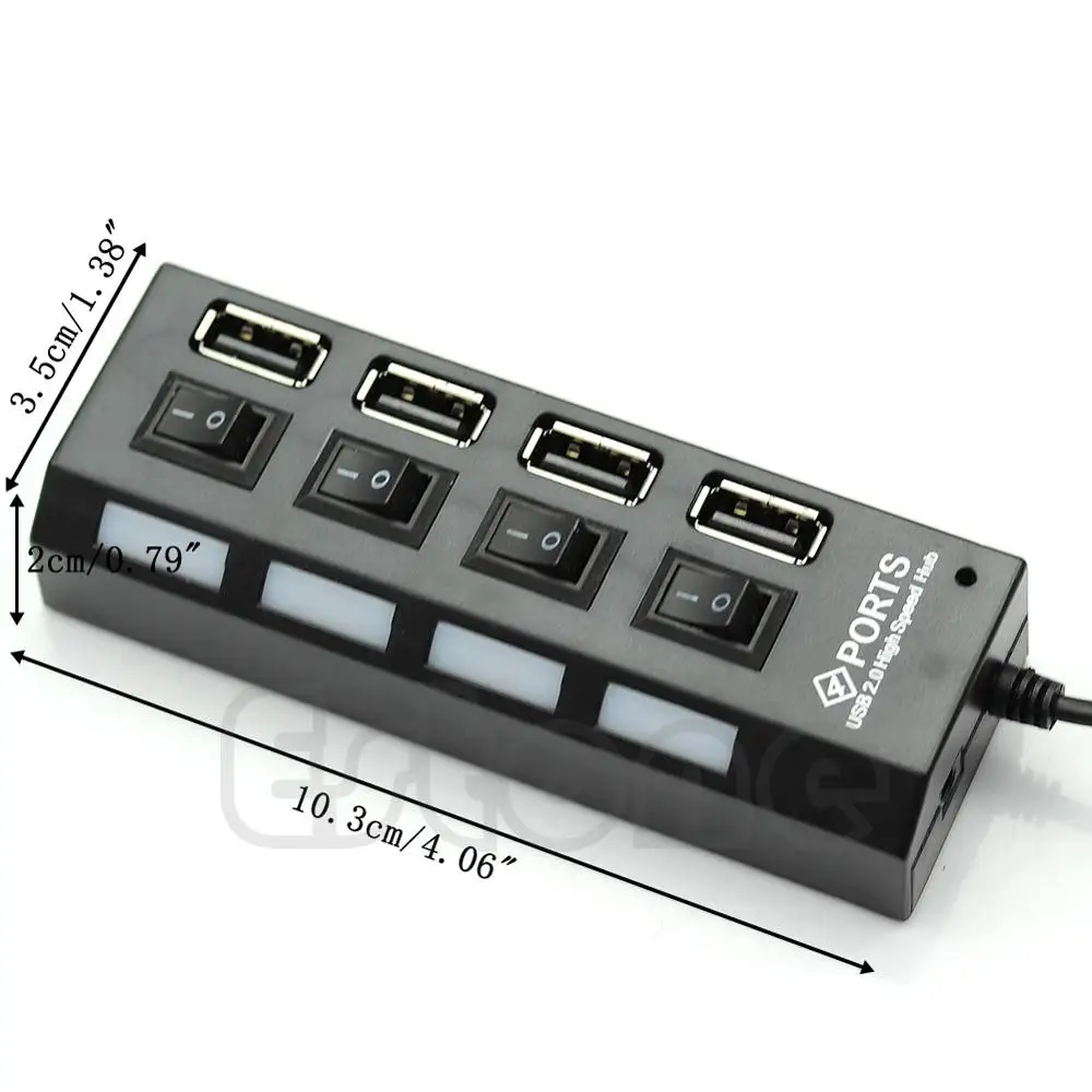 Высокоскоростной концентратор с 4 портами USB 2 0 светодиодный переключатель для