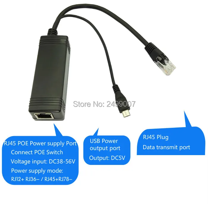 Lihmsek DC5V2A Micro USB Прямой разъем POE разветвитель 38 V-56 V 5V Выход 100 м мощность 10 Вт активный USB Адаптивная разделитель POE