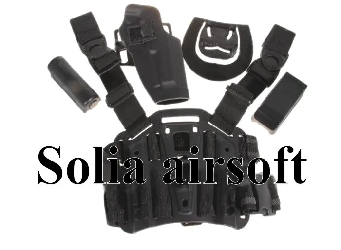 

M92 type pistol tactical puttee thigh belt drop Leg holster pouch Black