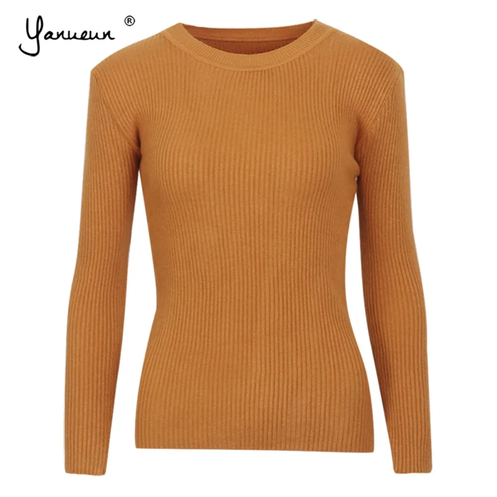 

Yanueun Fashion Women All Base Match Knit Sweater Basic Long Sleeve Round Neck Pullover Tops Jumper pull femme New Hot