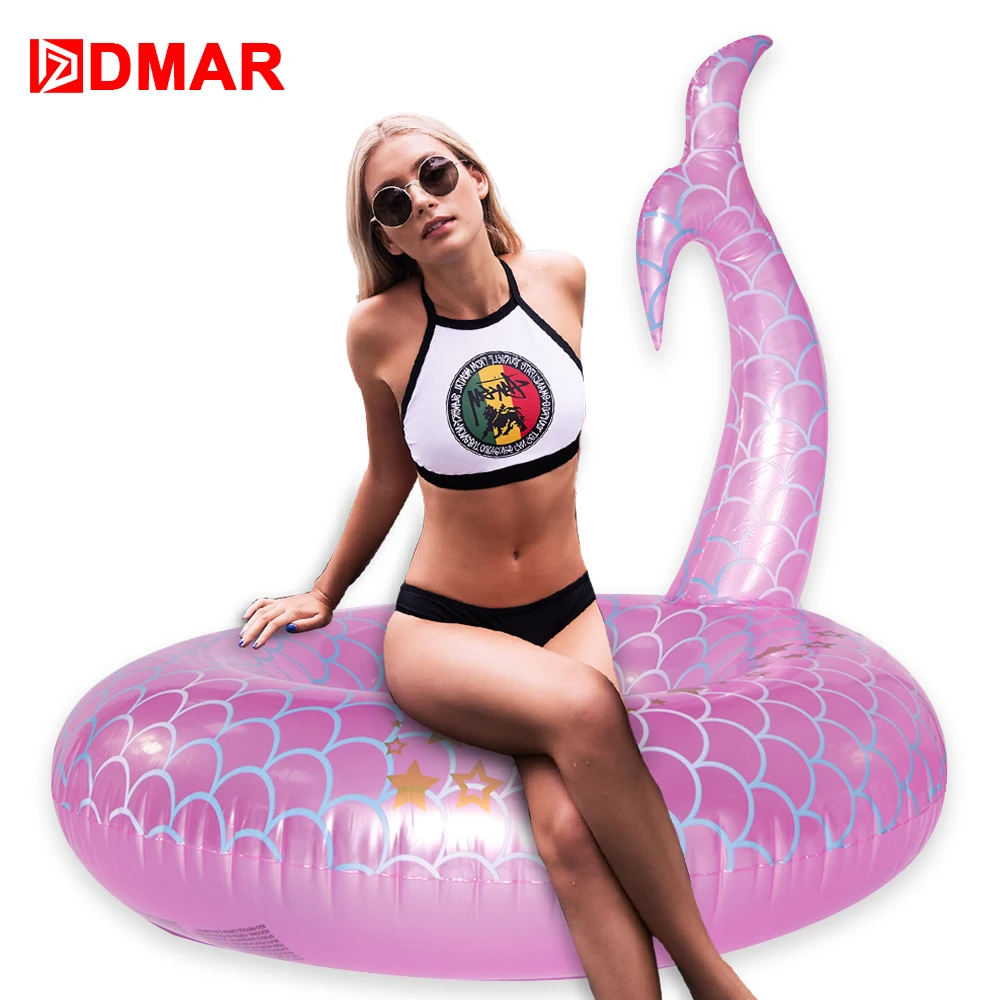 

DMAR 105cm Inflatable Mermaid Swimming Ring Giant Pool Float Water Toys Mattress Adults Beach Sea Party Donut Flamingo Unicorn