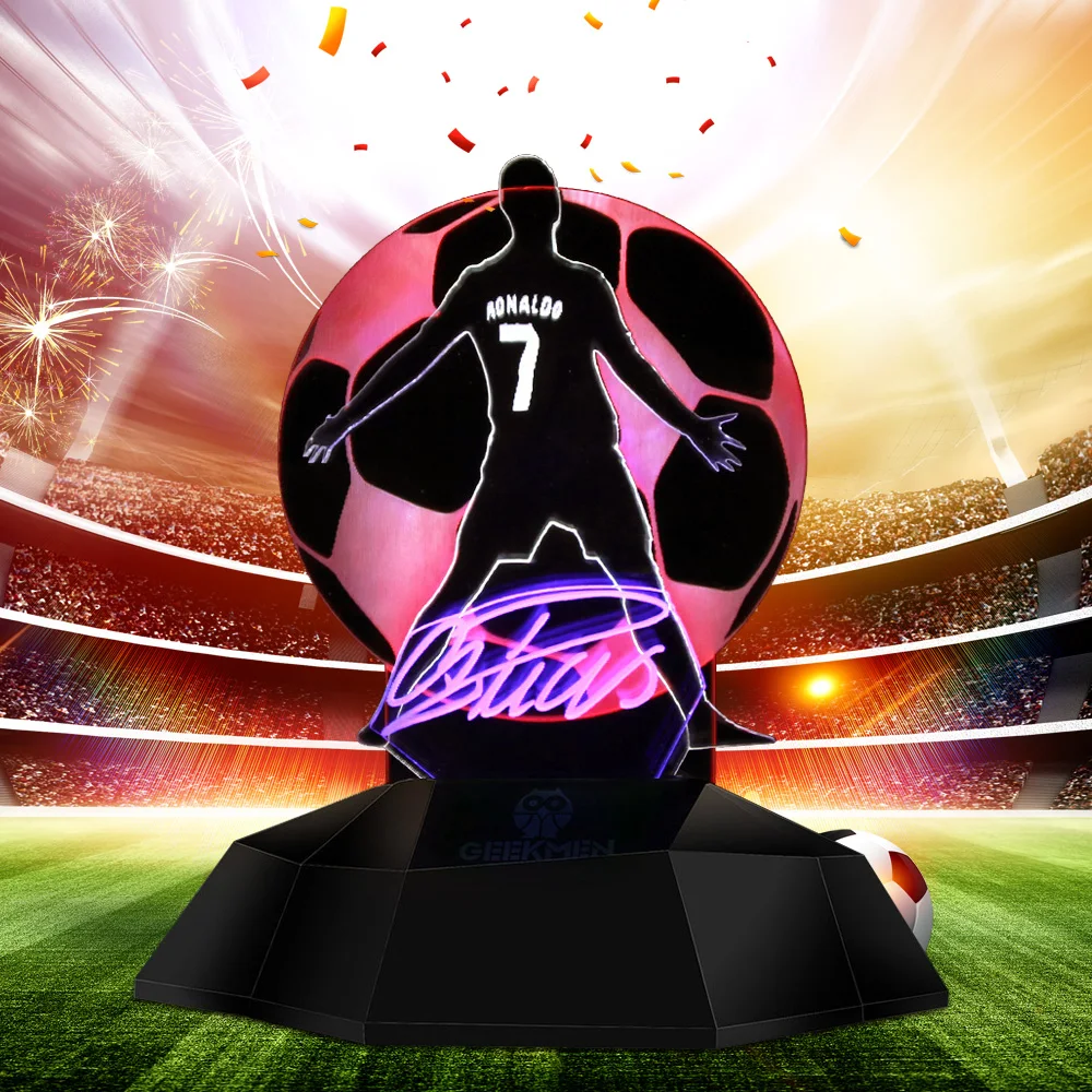 CR7 Cristiano Ronaldo Portugal Soccer Player 3D Line Lamp Football Player c Ronaldo 3D Optical illusion Light LED Table Lamp