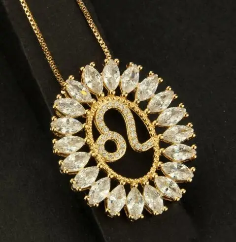SUNSLL Золотой Цвет Медь Белый кубический цирконий 12 подвеска созвездия ожерелья женские модные ювелирные изделия Cobre CZ Colar - Окраска металла: Leo