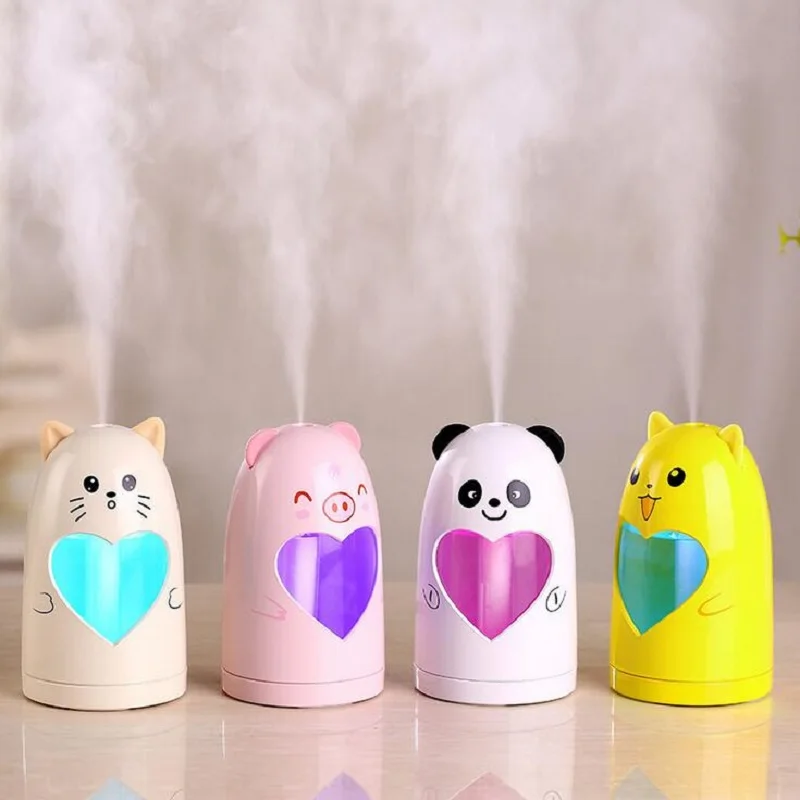 Скидка Мини USB милый увлажнитель воздуха молчание ультразвуковой диффузор тумана Красочные Изменение светодиодный ночной Светильник для Офис авт...