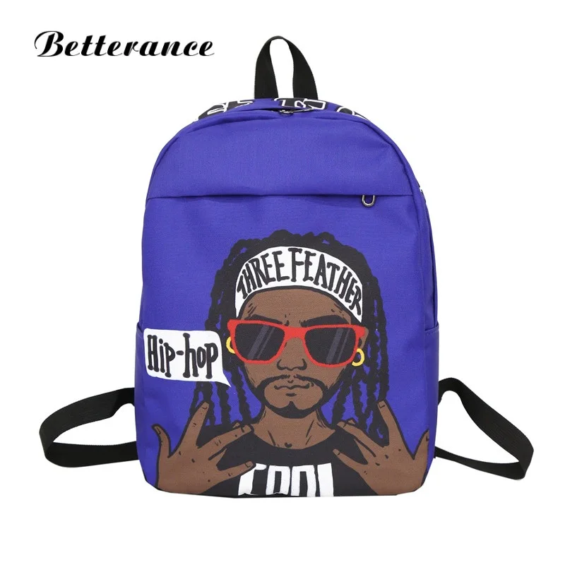 

2018 Betterance Hip-hop style fashion backpack Funny personality women shoulder bag oxford school bag for teenage girls