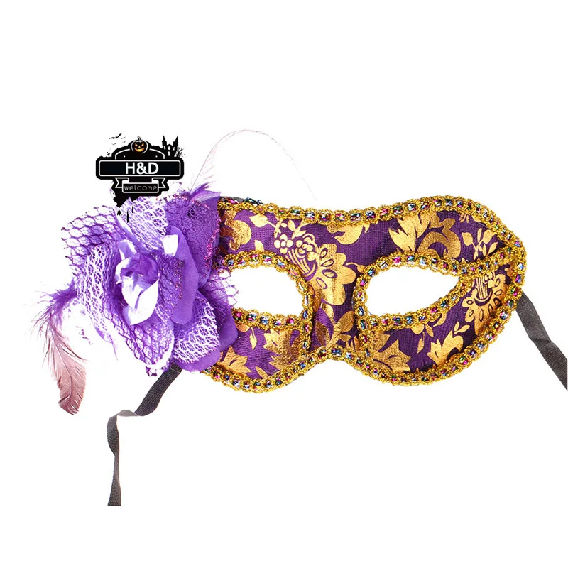 Purple Vine Floral Pattern Venetian Masquerade Ball Mask ...