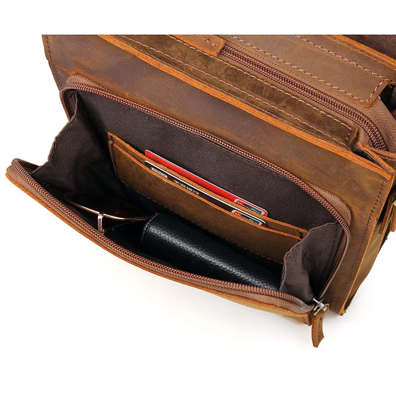 Nesitu высокое качество винтажные толстые коричневые из натуральной кожи Маленькие Мужские сумки-мессенджеры Crazy Horse кожаная мужская сумка на плечо M7055