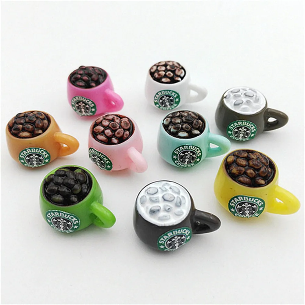 

10pcs Resin 3D Coffee Bean Cup Cabochon Fairy Garden Miniatures Imitation food drink Art Supply Decoration Charm DIY Craft