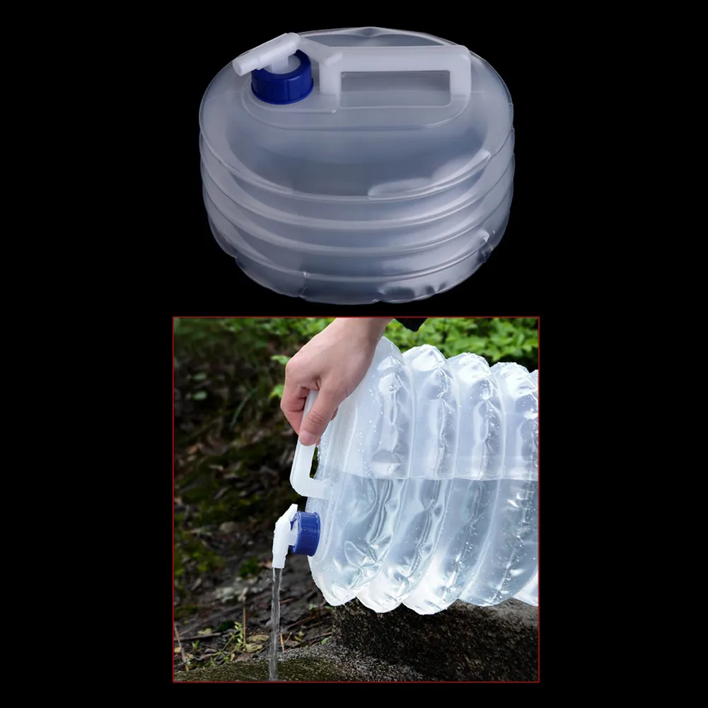 Мешок для воды портативный складной Сжимаемый Открытый Кемпинг PE ведро лагерь хранения воды покрытый пластиковый мешок для воды 5L 10L 15L