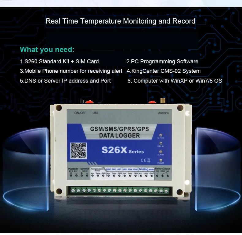 Регистратор данных GSM Температура AC/DC Мощность мониторинга состояния тревоги и запись Системы с Температура Сенсор DS18B20