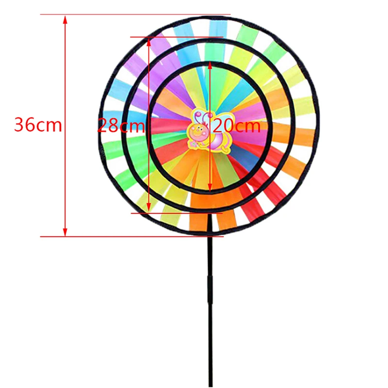 1 шт. Новые красочные радужные тройные колеса ветряная мельница для сада, двора, улицы Декор детские игрушки