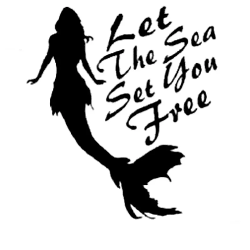 

13.6CM*15.2CM Sea Set You Free Mermaid Car Sticker Stylings Vinyl Decal Personality Accessories Black Silver C8-1311