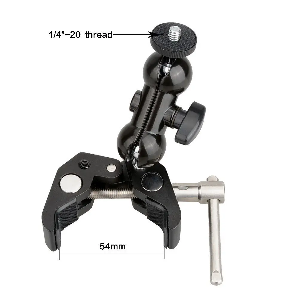 Camera Clamp Ball Head Magic Friction Arm Mount Super Crab Clamp
