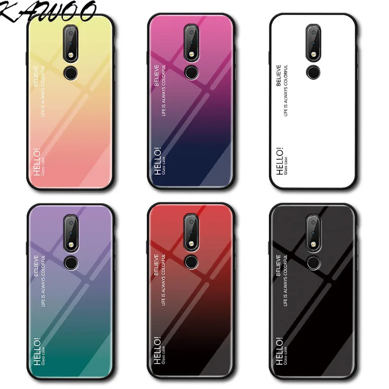 

Gradient Tempered Glass Hard Case With Soft Frame Cover sFor Nokia X6 7 Plus 8 3.1 Plus 7.1 X7 3.1 Plus 9 Glass Phone Coque Capa