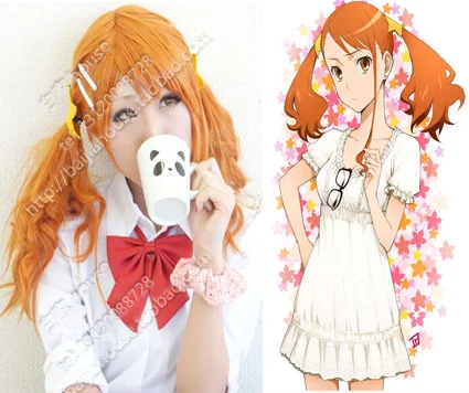 Cosplay Wig Anjyou Naruko Orange Curly Hair Anime Wigs Women Wig