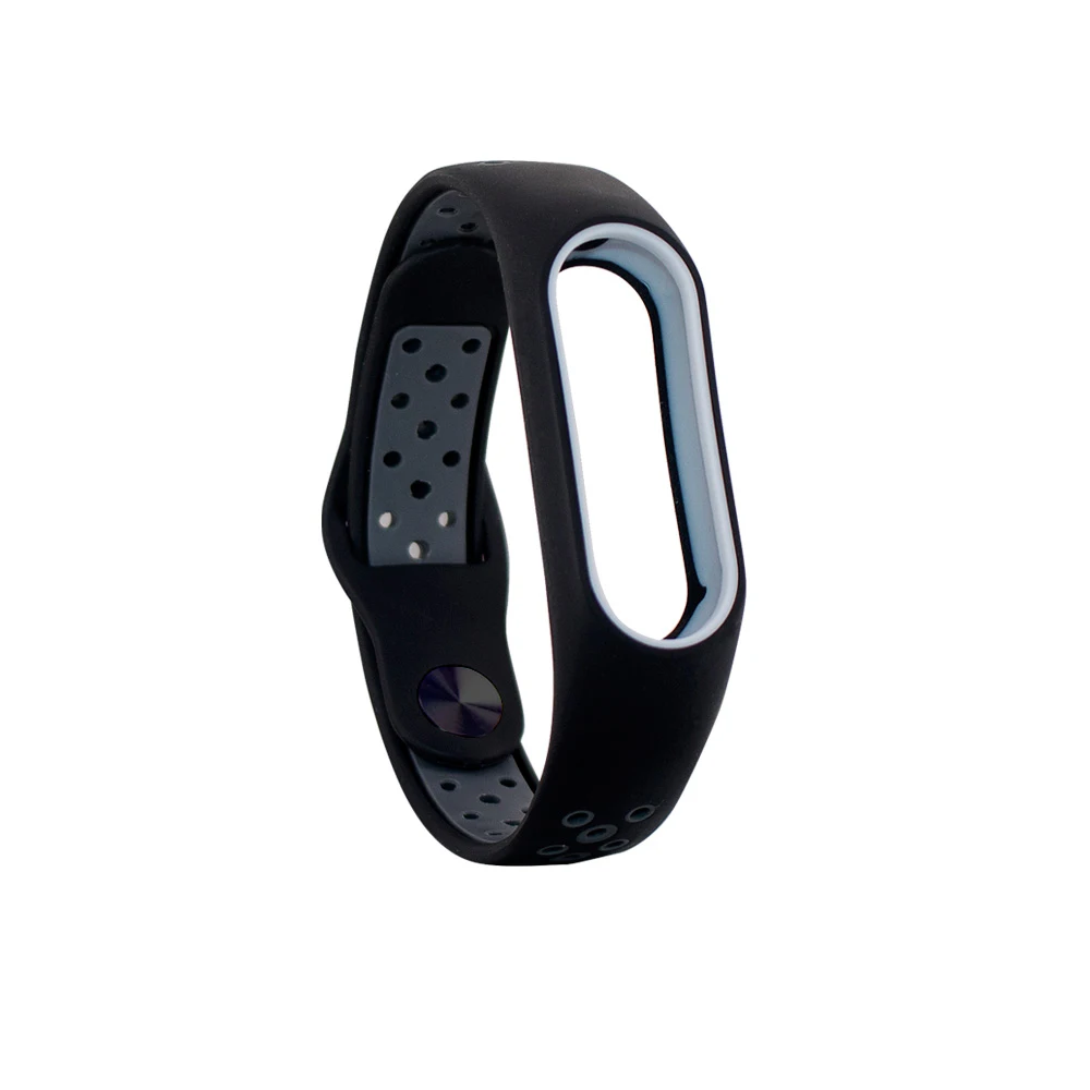 Сменный силиконовый ремешок для Xiaomi mi Band 2 для mi band 2, спортивный ремешок, браслет для Xiao mi Band 2, умный ремешок, аксессуары - Цвет: gray black