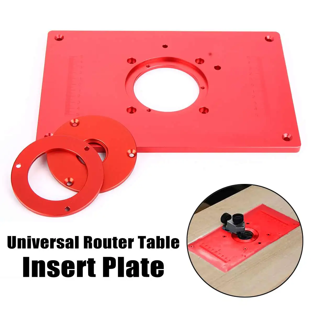 

200*300*10mm Multifunctional Aluminum Router Table Insert Plate Ring Screw For Woodworking Benches Trimmer for Woodworking