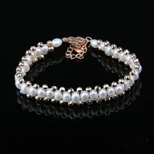 Высококачественные браслеты из пресноводного жемчуга браслет из натурального жемчуга для женщин браслет из бисера 4-5 мм