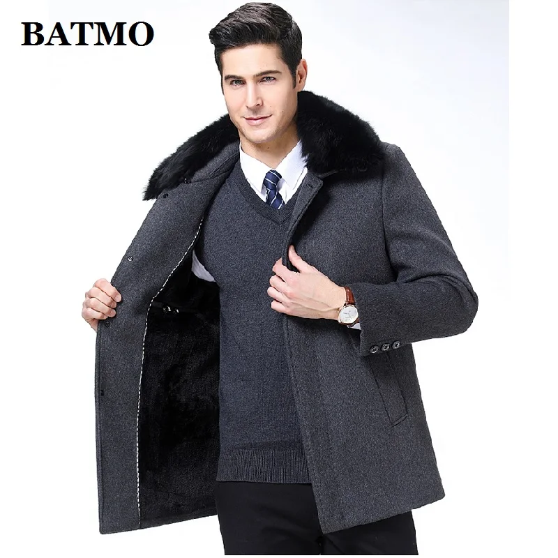BATMO Новое поступление осенне-зимний высококачественный шерстяной Тренч для мужчин, мужские шерстяные куртки, теплое пальто, большие размеры 1878
