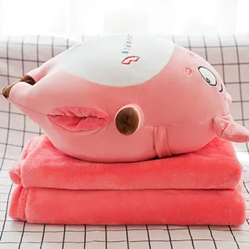 

Multi-function Cute Piggy Plush Pillow Hand Warmer with Air Conditioning Blanket DC156