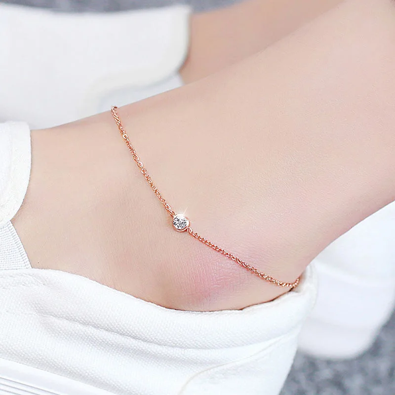 USTAR Simple Stainless Steel Chain Anklets For Women with Cubic Zirconia Foot Bracelet Anklet Summer Sandals Jewelry Colorfast USTAR Simple Stainless Steel Chain Anklets For Women with Cubic Zirconia Foot Bracelet Anklet Summer Sandals Jewelry Colorfast