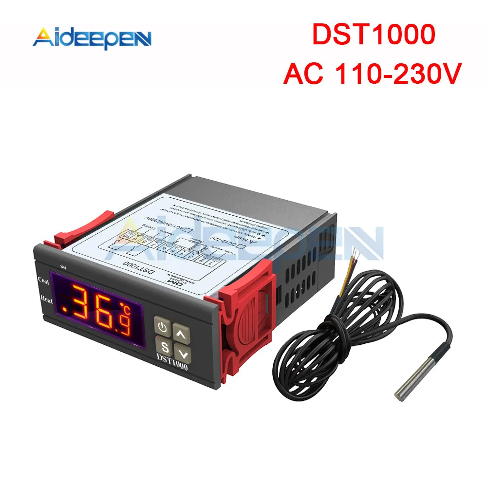 DST1000 MH1210W WH7016C DC 12 В 24 в 36 В AC 110 В 220 В цифровой регулятор температуры инкубатор термостат регулятор Датчик Зонд - Цвет: DST1000 AC 110V-230V