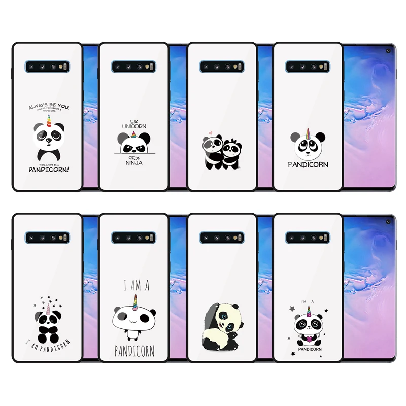 Закаленное Стекло чехол для samsung Galaxy S10 6 1 &quotмилый мультфильм панда кожи задняя