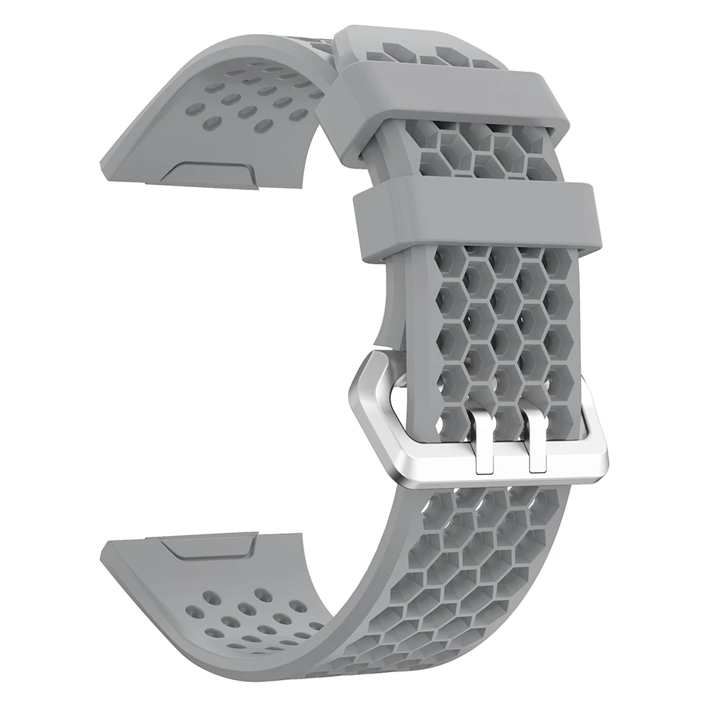 ZENHEO ремешки для часов Fitbit культовые Браслеты Аксессуары Силиконовый ремешок для спортивных часов с металлической застежкой из нержавеющей стали для Fitbit Ionic - Цвет: gray