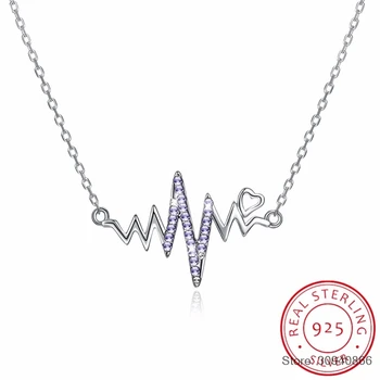 

SMTCAT Real 925 Sterling Silver Jewelry Fashion Korean Tiny Wave Chain Necklaces Crystals From For Women Party Wedding