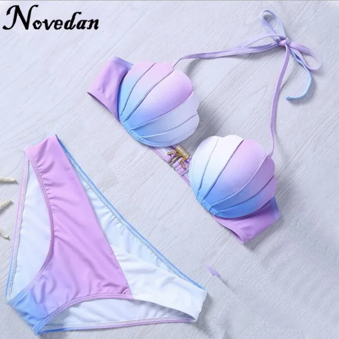 

Mermaid Bikini Women Shell Bra Top Push Up Swimwear Female Sexy Swimsuit Bikinis Padded Brazilian Bathing Suit Free Shipping