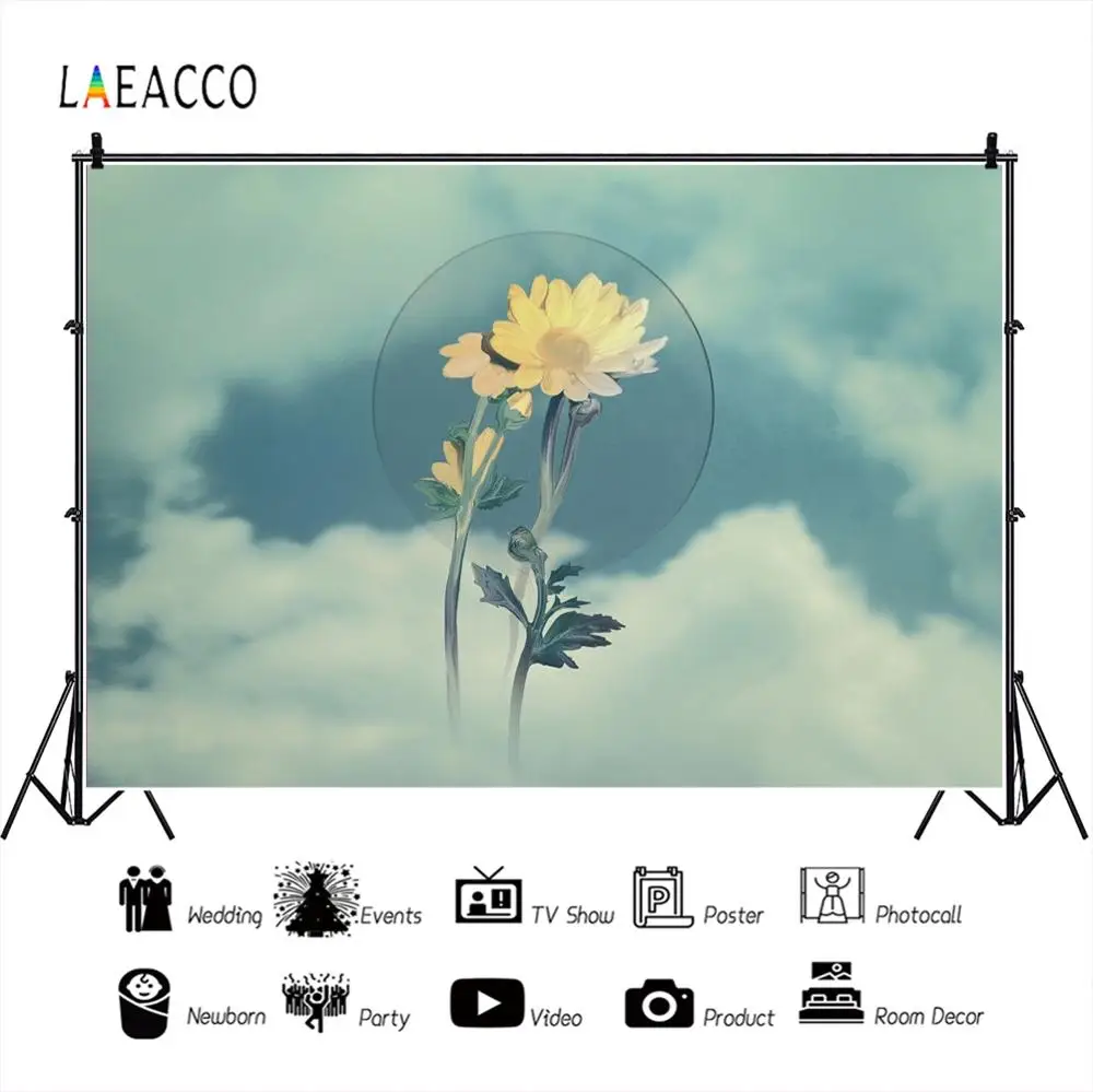 Laeacco Высокое разрешение фоны для фотосъемки небо облако желтые цветы индивидуальные фотографические
