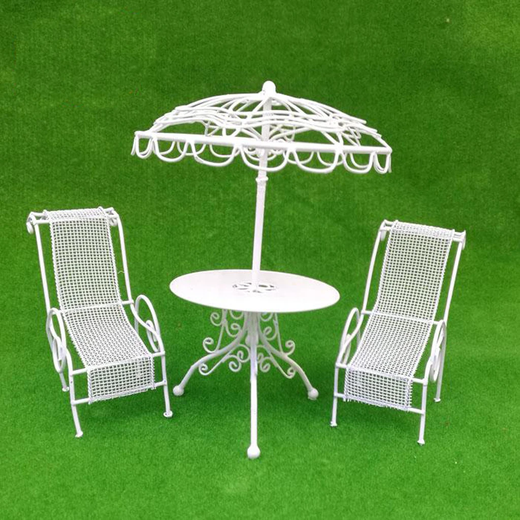 Metal Table Chairs Crafted Furniture Toys Accessories for 1:12 Dollshouse