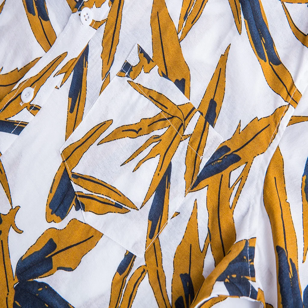 Для мужчин новый короткий рукав пляжа ветер печати Мода хлопок Топ Цветочный Гавайские рубашки HX0202