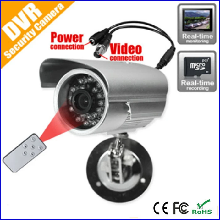 

Free Shipping! outdoor audio/video dvr camera micro-sd card loop recording cctv security camera with adaptor and bracket