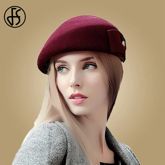 Buy FS Elegant 100 Wool French White Beret Hats Women