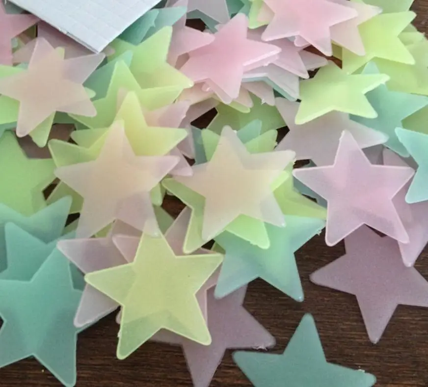 3.8cm luminous stars in luminous patch SMD fluorescent stereoscopic wall stickers 100 / bag luminous paste Wall Stickers 3194
