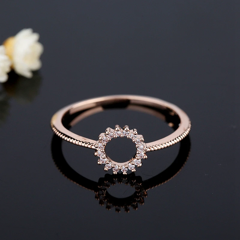 MIGGA нежное розовое золото цвет покрытие кубического циркония кольцо для женщин Тонкий Дизайн Мода Bague подарок ювелирные изделия