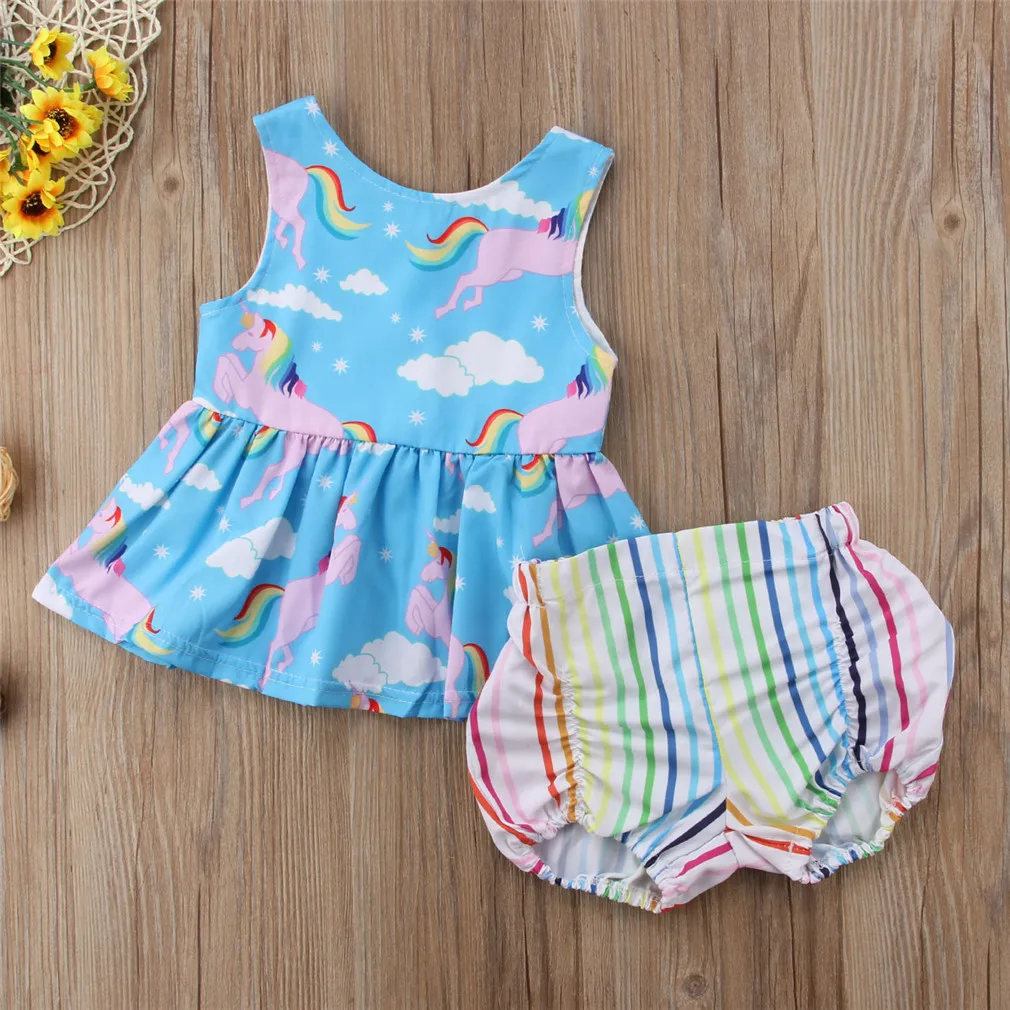 Rainbow Unicorn Tops Dress Striped Shorts Pants -Unicorn Fashion HTB1UfNHqYGYBuNjy0Foq6AiBFXaV