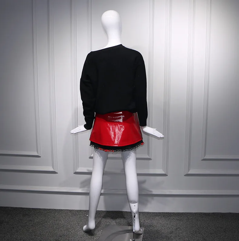 Mingxingsunyi's Same Black Embroidery Flower V Shoulder Sweater Lazy Tie 2019 Pullovers V-Neck Cashmere Black Sweater Women Mingxingsunyi's Same Black Embroidery Flower V Shoulder Sweater Lazy Tie 2019 Pullovers V-Neck Cashmere Black Sweater Women