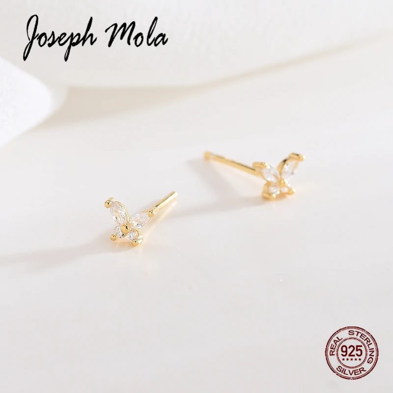 Joseph Mola 925 пробы серебряные милые маленькие бабочки серьги с цирконием кубической