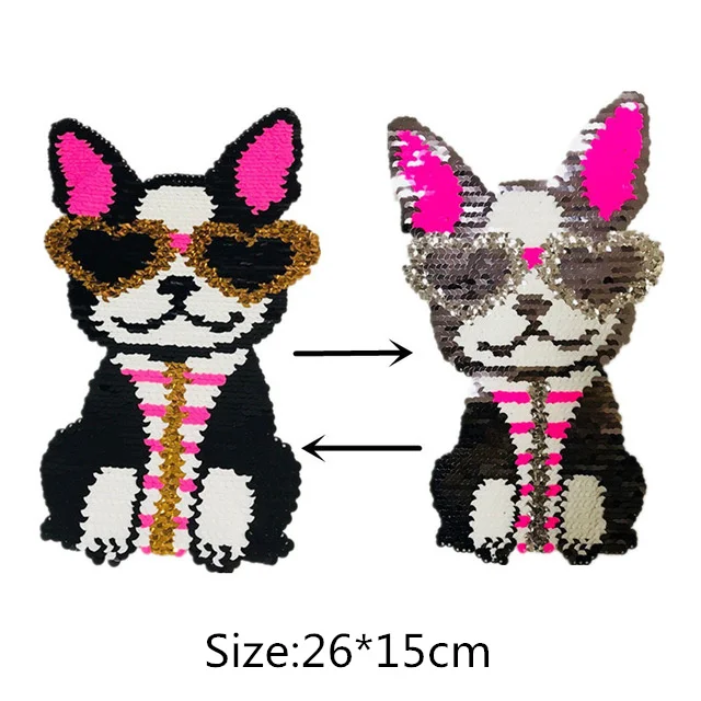 Dog-wearing-heart-glasses-Reversible-Change-color-Sequins-Sew-On-Patches-for-clothes-DIY-Patch-Applique.jpg_640x640
